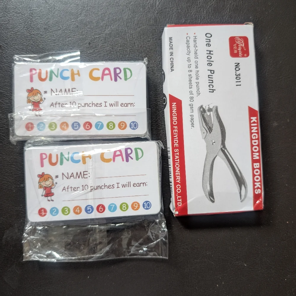 Punch Cards With Hole Puncher Teacher Parent Reward Cards